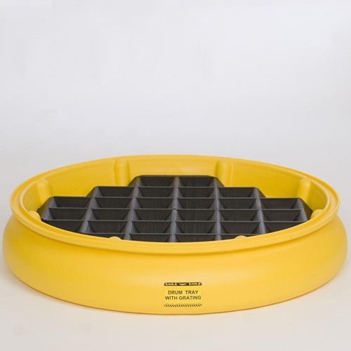 Spill trays for use with small containers and drums.