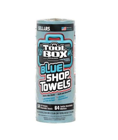 blue shop towel rolls