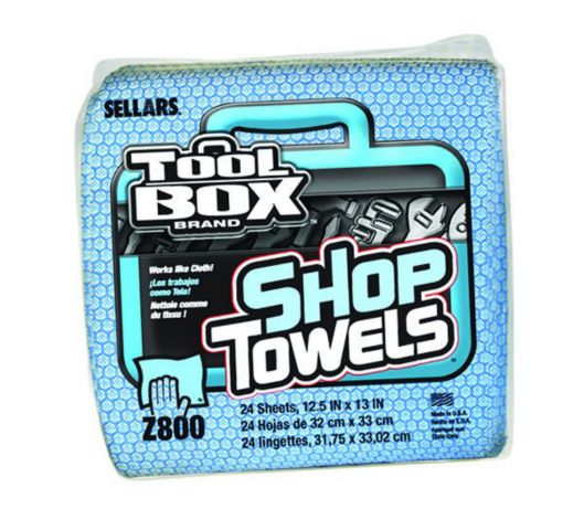 Blue shop wipers and towels