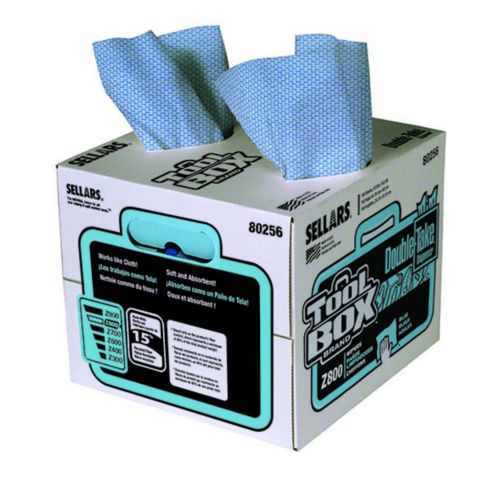 double box of blue shop towels