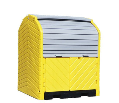 4-Drum Outdoor Drum Storage w/drain plug, 75 gallon capacity