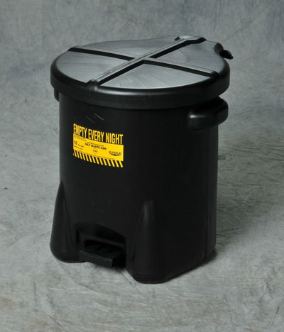14-Gallon Oily Waste Can, Black with foot lever - Hazardous Waste Containers