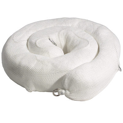 Oil Absorbent Booms, 8 In Dia. x 10 Ft Long, 4 per case, white, 38 gal capacity
