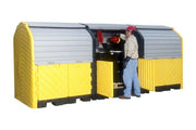12-Drum Outdoor Drum Storage w/Drain Plug, 75 gallon capacity