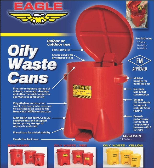 oily waste can features