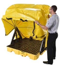 4-drum spill pallet and soft top cover