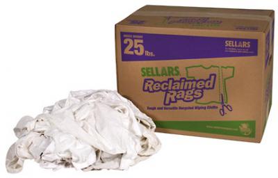 White Cotton Recycled Sheeting Rags Wiping Rags - 25 lbs. Box - Multip