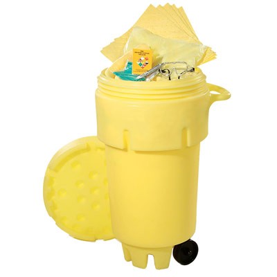 50 Gallon Wheeled Poly SpillPack Spill Kit, Aggressive, Yellow with Black  Slip-Top Lid - ENPAC