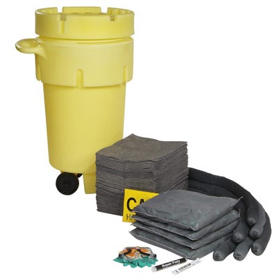 50 Gallon Wheeled Poly SpillPack Spill Kit, Aggressive, Yellow with Black  Slip-Top Lid - ENPAC