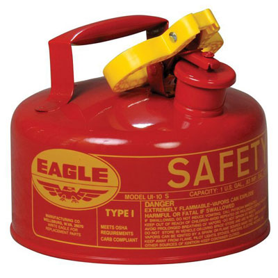 Red Eagle UI-25-FS Type I Metal Safety Can with F-15 Funnel Pack of 2 2-1/2 Gallon Capacity 11-1/4 Width x 10 Depth Flammables 