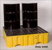 4-Drum Spill Control Pallet, Yellow, 132-Gal Capacity