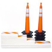 42in traffic delineator cone and rail kit system