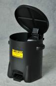 6 Gallon Oily Waste Can, Black with foot lever