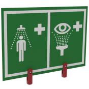 safety shower eyewash station sign with plastic brackets