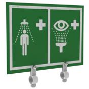 safety shower eyewash station sign with metal brackets