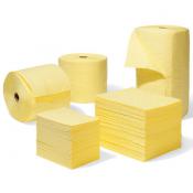 Hazmat chemical spill cleanup absorbent pads & rolls