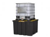 Black IBC Spill Pallet, 1 Unit Poly Platform, 55x55x37.5 inches 40 percent recycled material