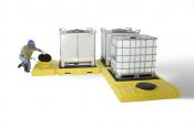 IBC Indoor Modular Spill Pallet, 3-Tote Model, Polyethylene, No Drain