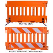 orange ADA-compliant pedestrian barricade panel