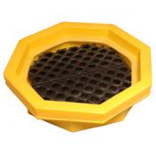 1-Drum Spill Tray w/Grate, 32in Dia. Yellow