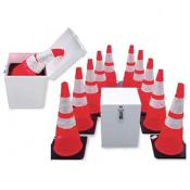 ten 28in spring traffic cones and storage box system