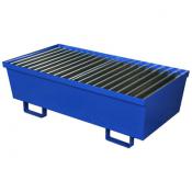 2-Drum Steel Spill Pallet, Blue Powder, No Drain Plug