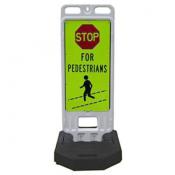 stop for pedestrians vertical barricade panel 12x24in sheeting