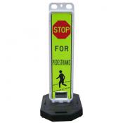 stop for pedestrians vertical barricade panel 8x36in sheeting