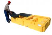 IBC Spill Pallet, 2 Unit Poly Platform 124.5x61-5/8x22 inches No Forklift Pocket YES Drain