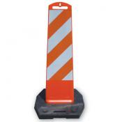 orange vertical panel barricade, 29in sheeting