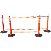 orange white telescoping bar and delineator barrier