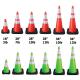 orange and green poly traffic cone size options