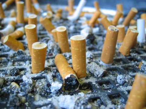 extinguished cigarette butts