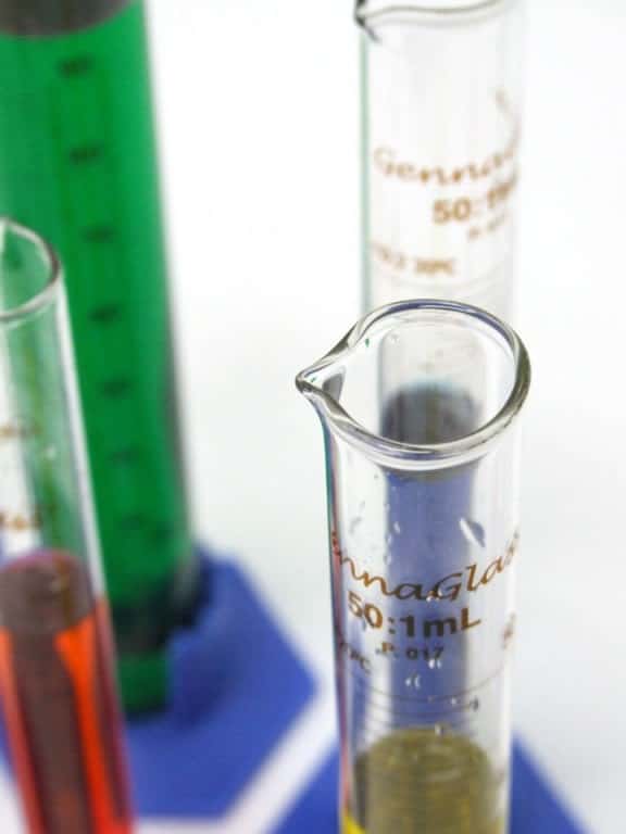 test tubes with fluids