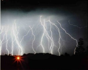 lightning strike in sky