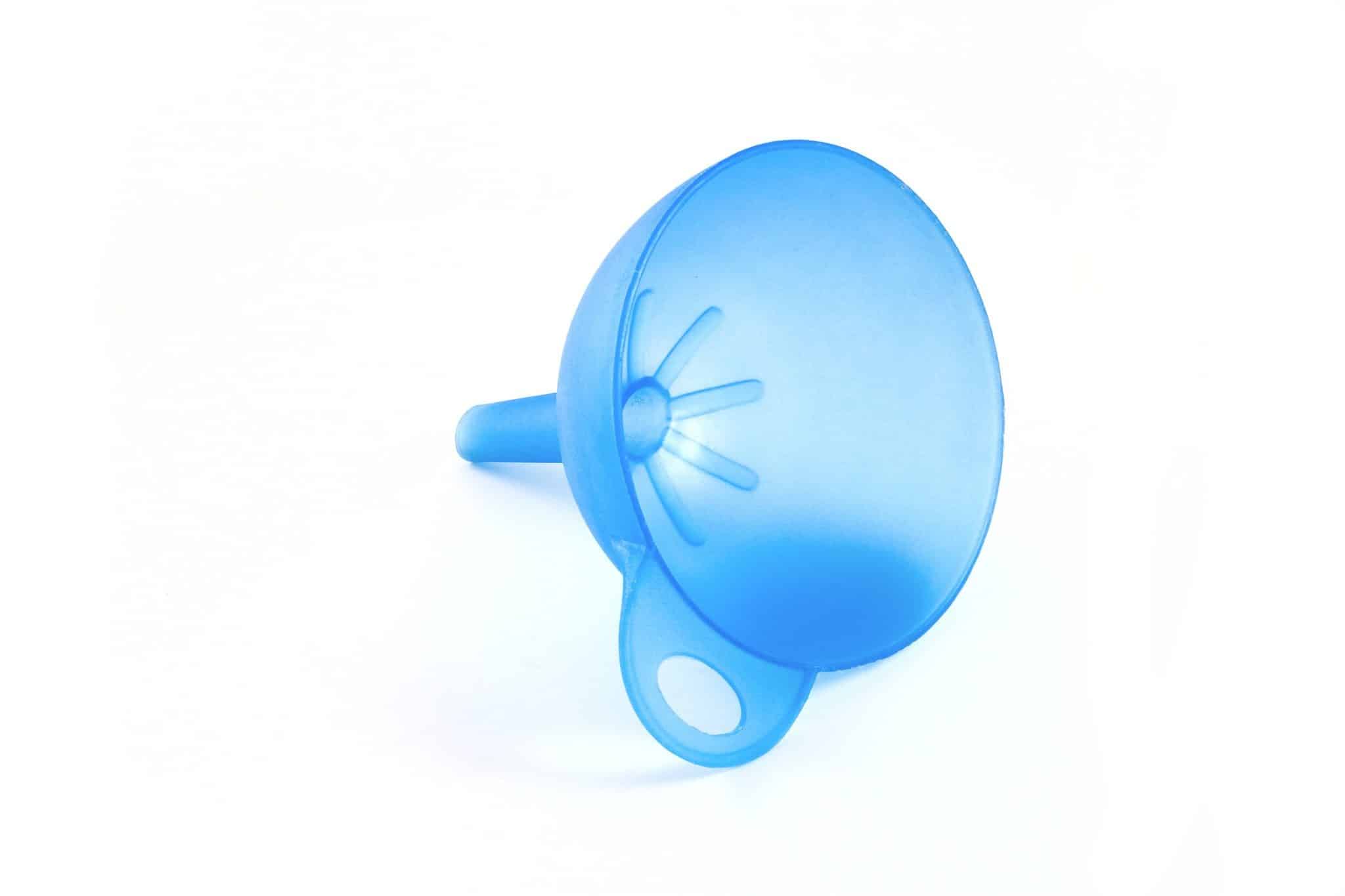 blue plastic funnel