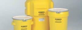 Yellow poly salvage drums