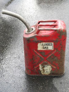 red metal gas can