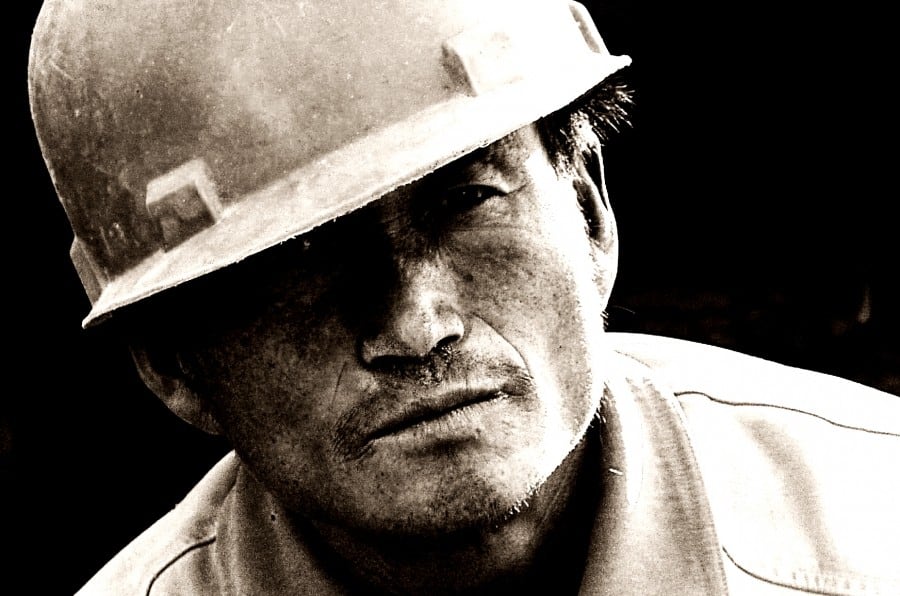 worker wearing a hard hat