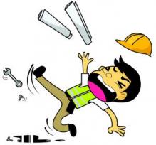 worker slipping on greasy floor illustration