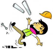 worker slipping on greasy floor illustration