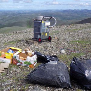 mobile waste incinerator at a remote location