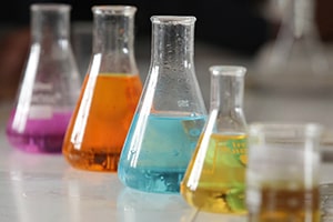 Colorful chemistry bottles