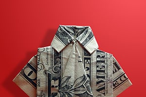 Dollar bill origami shirt