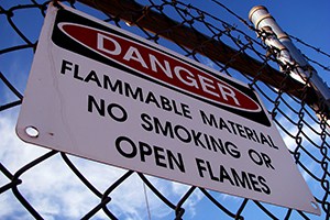 Danger flammables warning sign
