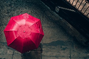 rain umbrella and puddle