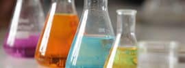 Colorful chemistry bottles