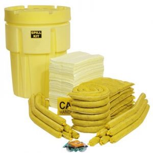 Chemical spill kit with absorbent materials