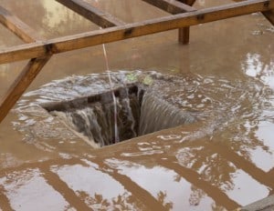 stormwater runoff into a drain