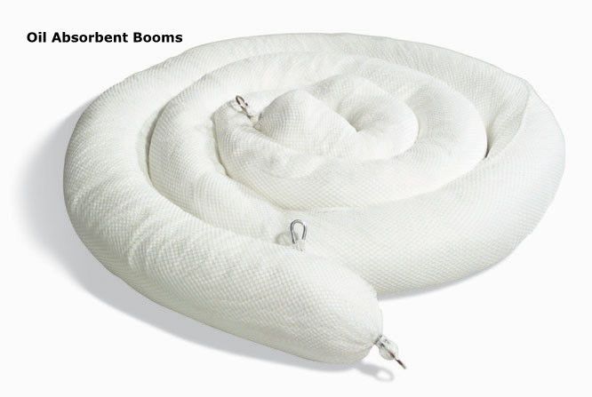 A white oil-absorbent boom